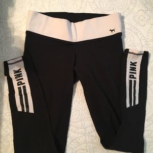pink yoga leggings white band size s